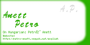 anett petro business card